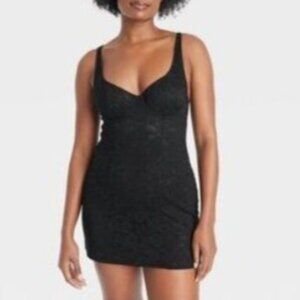 Auden Nightie Dress With Thong Panties Womens XS Black New Lace